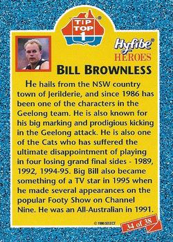 1996 Select Tip Top Hyfibe Heroes #34 Bill Brownless Back